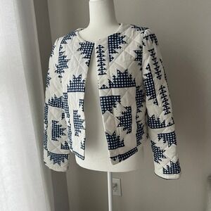 Caroline‎ Constas Quilted Jacket NEW gloucester print linen blend